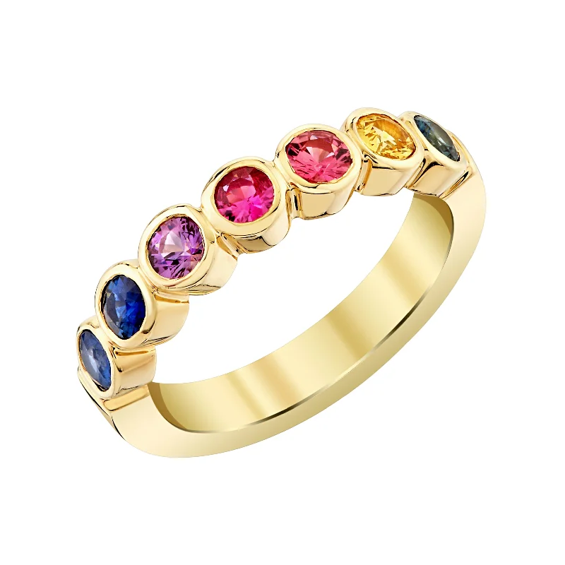 zirconia rings for women-Rainbow Bezel Ring