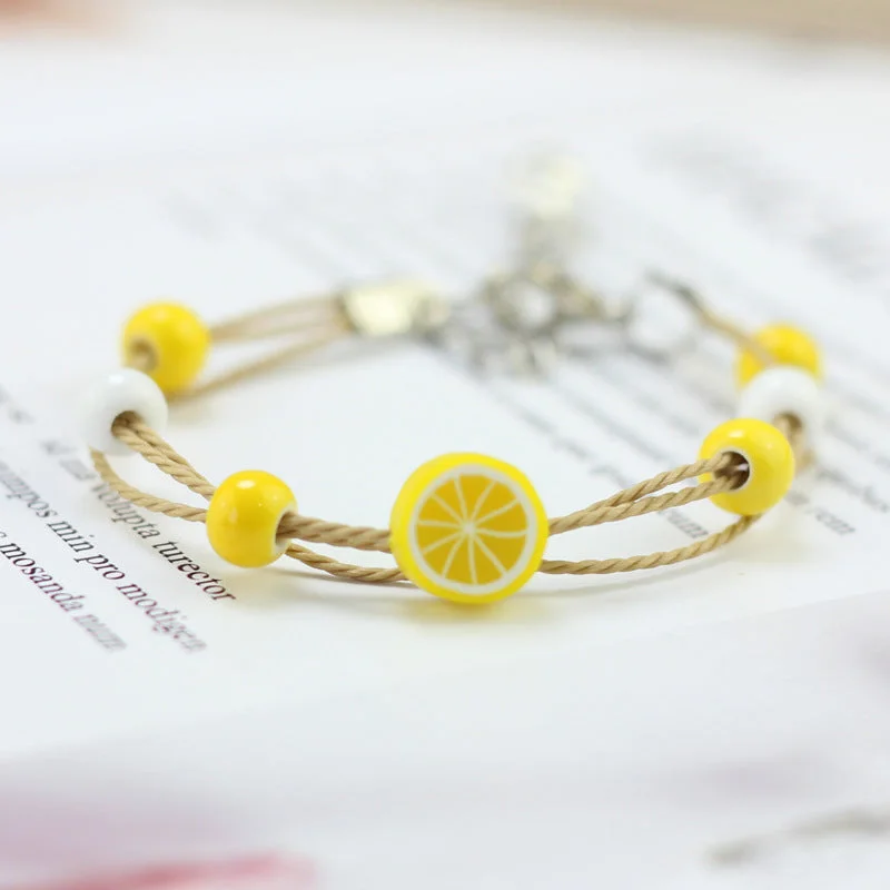 Ceramic Polymer Clay Carrying Strap Yellow Lemon (1Pcs)