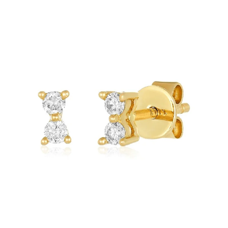 diamond stud earrings for women-Diamond Duo Stud