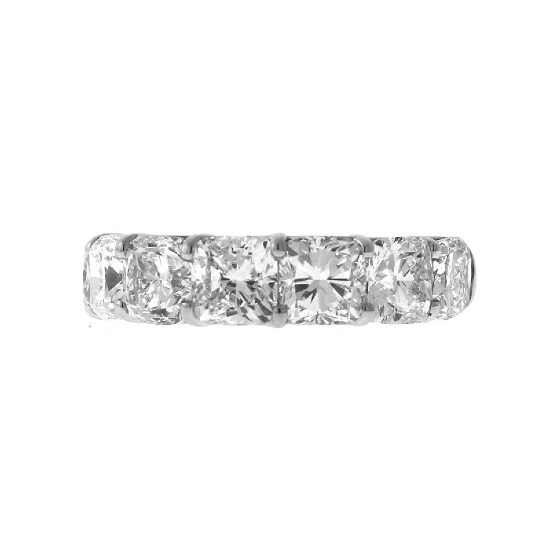 eternity band engagement rings for women-Platinum 7 Stone Diamond Wedding Band