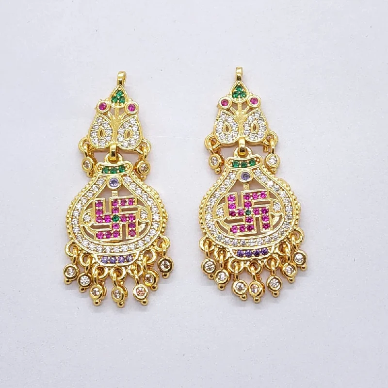 intricate design earrings for women-Raiyaraj Gold Plated American Diamond Micro Plating Pack of 3 Dangler Designer Earrings