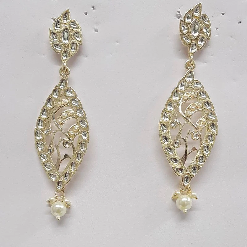 silver drop earrings for women-Shreeji Kundan Stone Gold Plated Dangler Earrings - ShreejiEar31