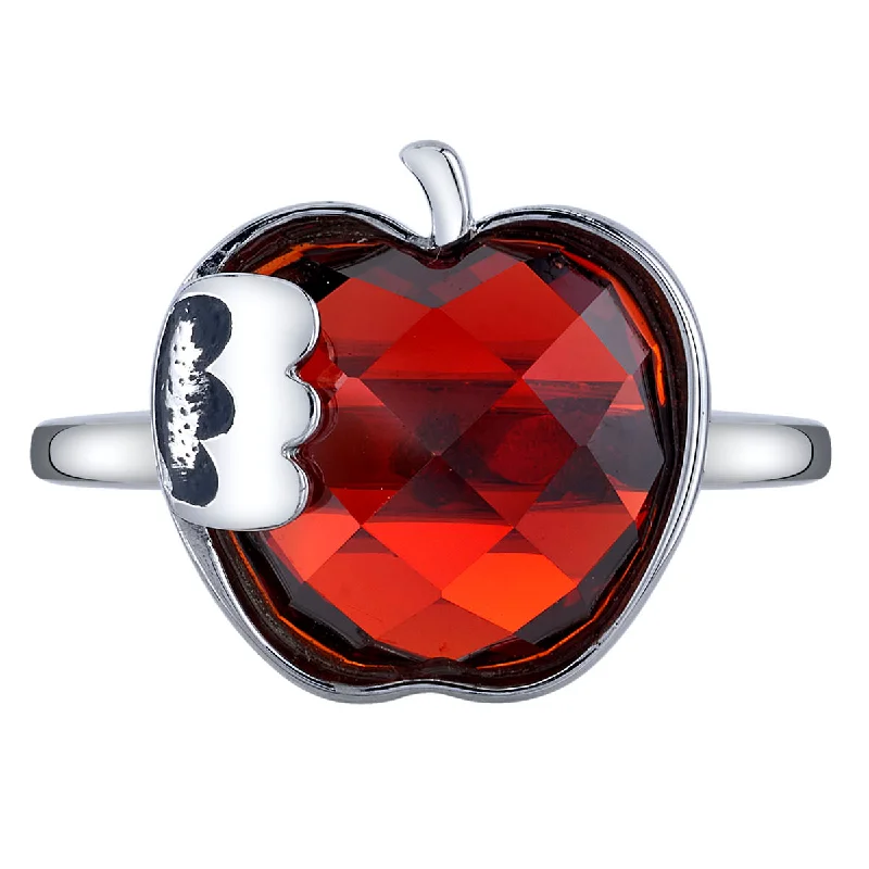 floral rings for women-Disney X RockLove SNOW WHITE Crystal Take a Bite Apple Ring