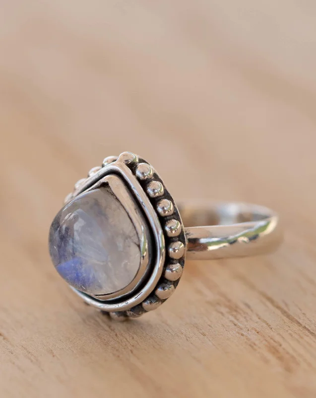 gold-plated rings for women-Moonstone ~ Sterling Silver 925 ~MR134