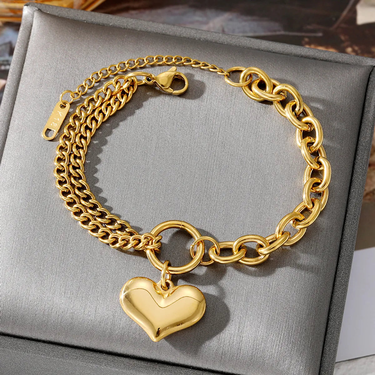 bangle bracelets for women-Simple Style Commute Heart Shape Taurus Stainless Steel Plating Gold Plated Bracelets