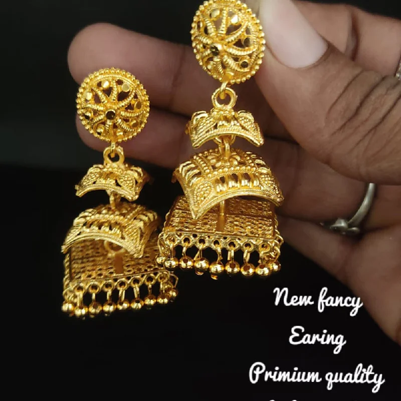 diamond hoop earrings for women-Lucentarts Jewellery Gold Plated Jhumki Earrings