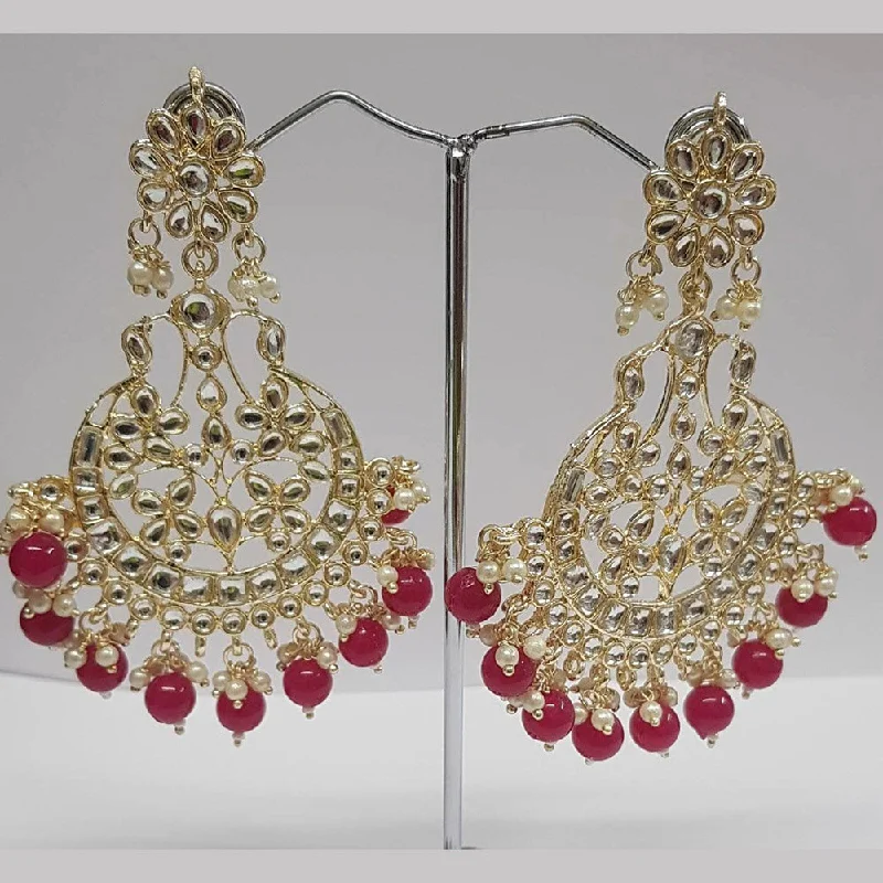 unique earrings for women-Shreeji Kundan Stone Gold Plated Dangler Earrings - ShreejiEar27