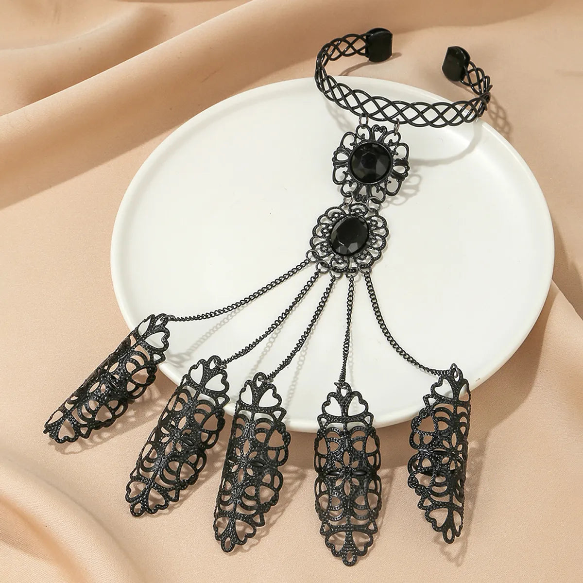 boho bracelets for women-Gothic Exaggerated Flower Arylic Iron Wholesale Wristband Bangle