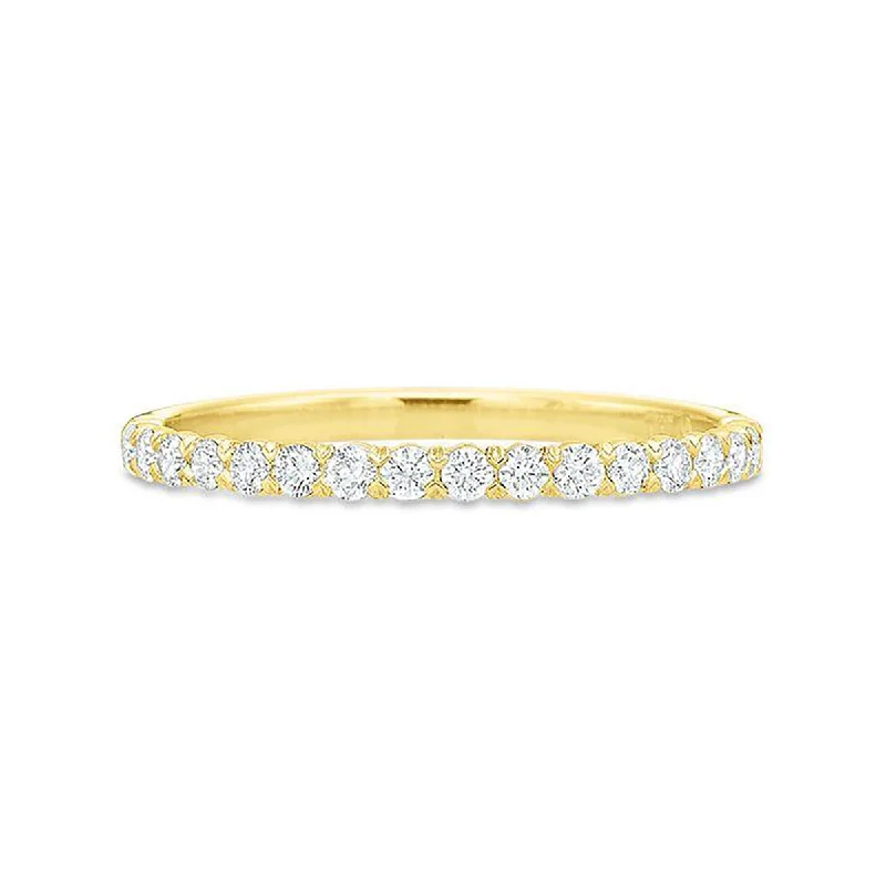 oval engagement rings for women-New Aire 18K Yellow Gold Diamond Wedding Band