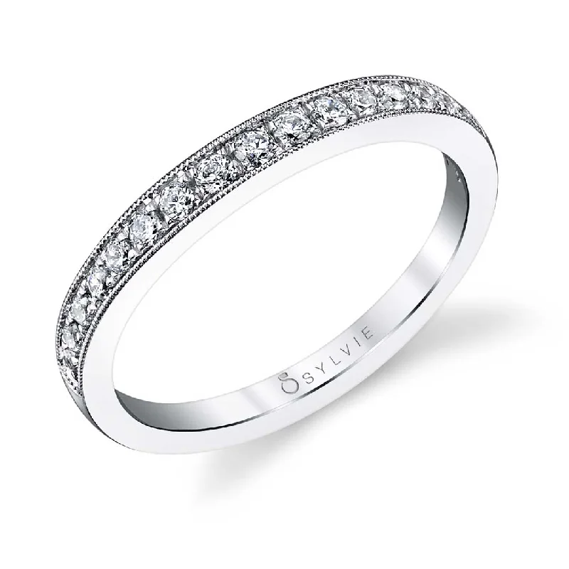 pear-shaped engagement rings for women-Sylvie Classic Wedding Band BS1003