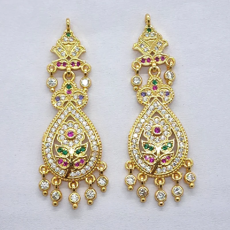 layered earrings for women-Raiyaraj Gold Plated American Diamond Micro Plating Pack of 3 Dangler Designer Earrings