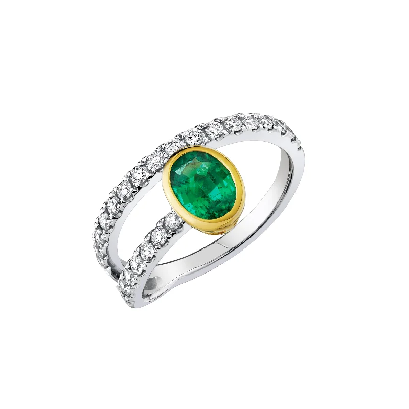 art deco rings for women-Double Wrap Emerald Ring