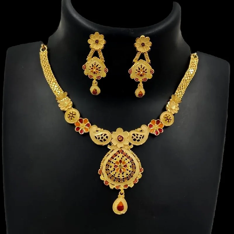 layered gold necklaces for women-Pari Art Jewellery Forming Gold Necklace Set