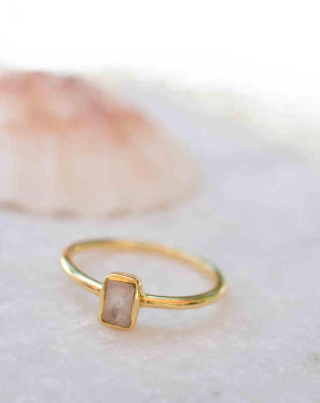 oversized rings for women-Rose Quartz ~ Ring ~ 18k Gold Plated ~ MR321