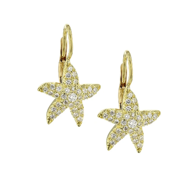 geometric earrings for women-Tiny Starfish Earrings