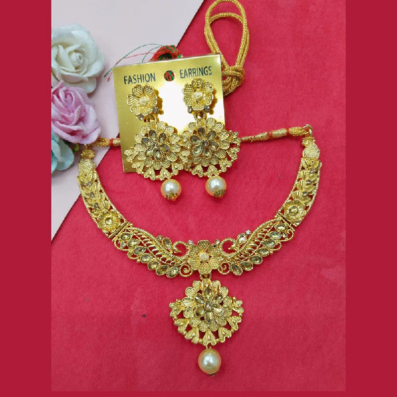 turquoise pendant necklaces for women-Manisha Jewellery  Gold Plated Crystal Stone Necklace Set