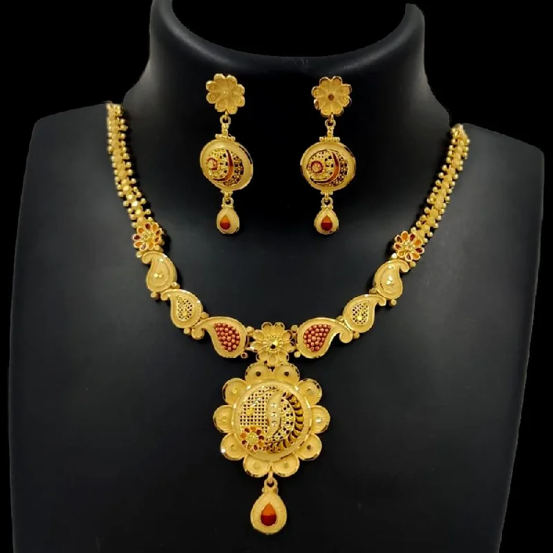 custom necklaces for women-Pari Art Jewellery Forming Gold Necklace Set