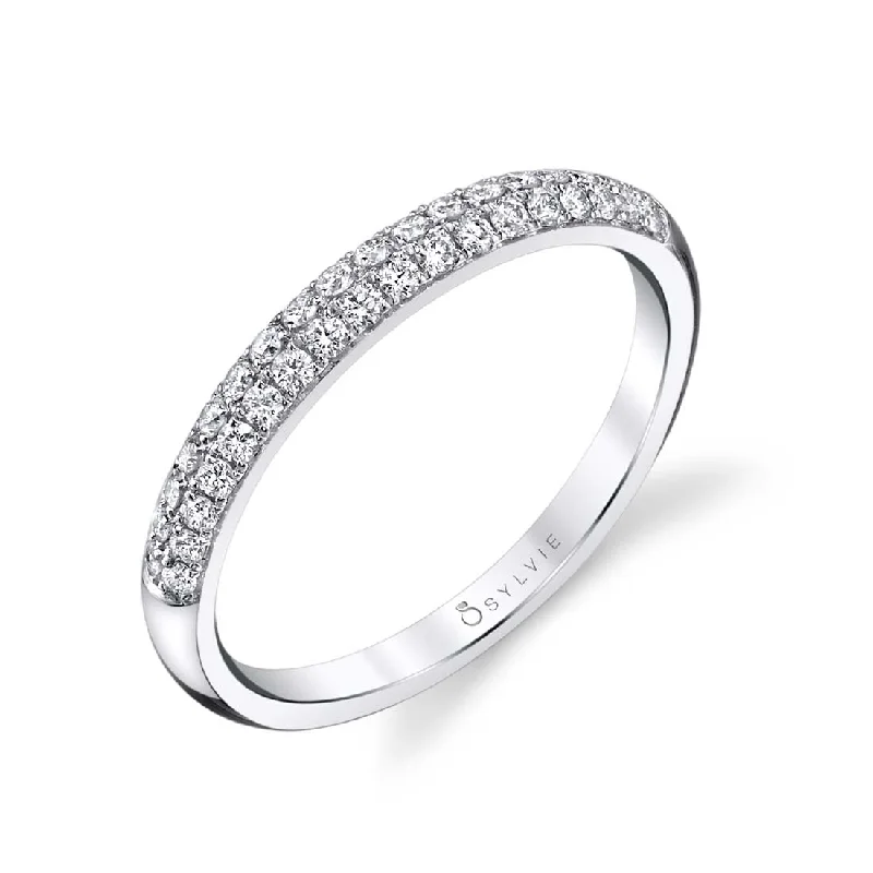 affordable diamond engagement rings for women-Sylvie Micro Pave Wedding Band BSY768