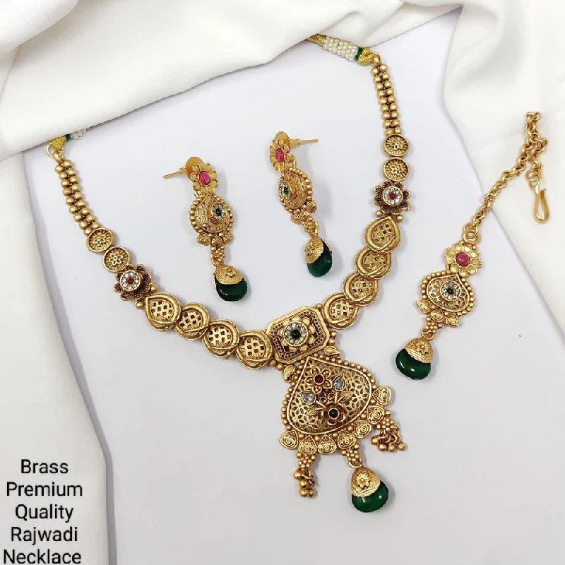 long necklaces for women-Manisha Jewellery Gold Plated Pota Stone Necklace Set