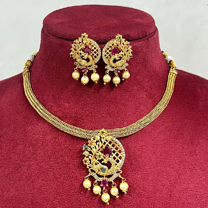 designer necklaces for women-Diksha Collection Gold Plated Necklace Set