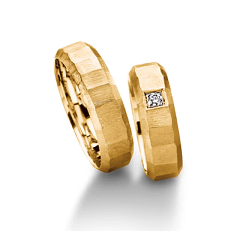 stackable engagement rings for women-Multi-faceted Beveled Edge Wedding Band