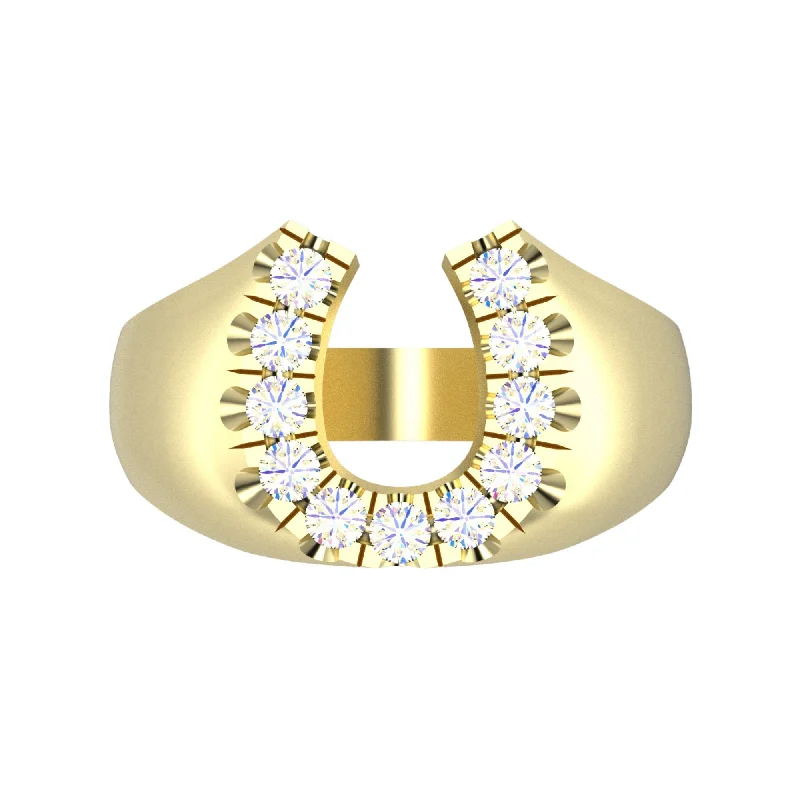 diamond solitaire rings for women-Diamond Horseshoe Ring