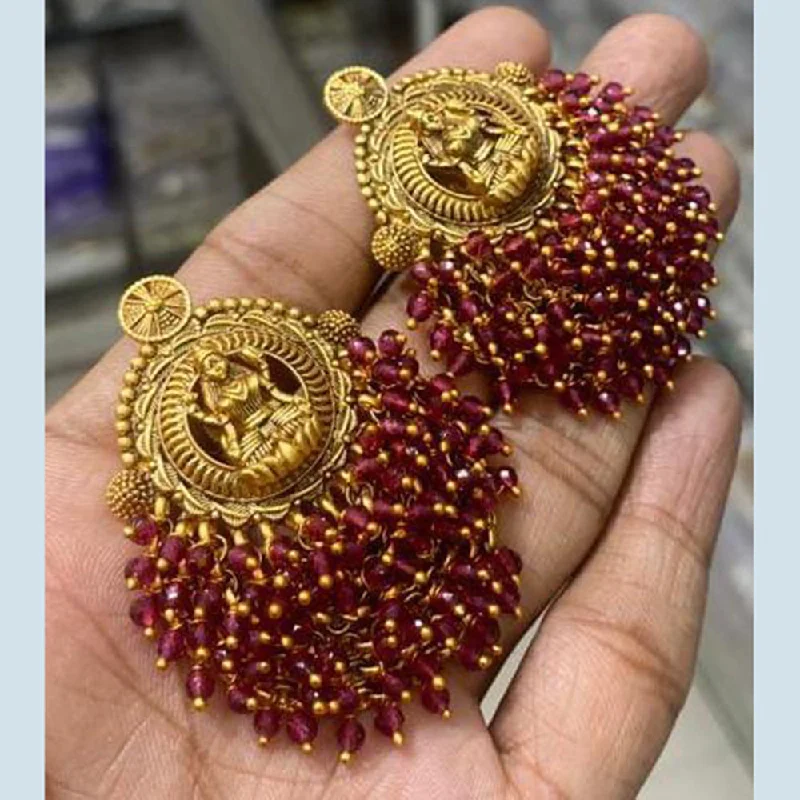 luxury diamond earrings for women-Manisha Jewellery Gold Plated Temple Earrings