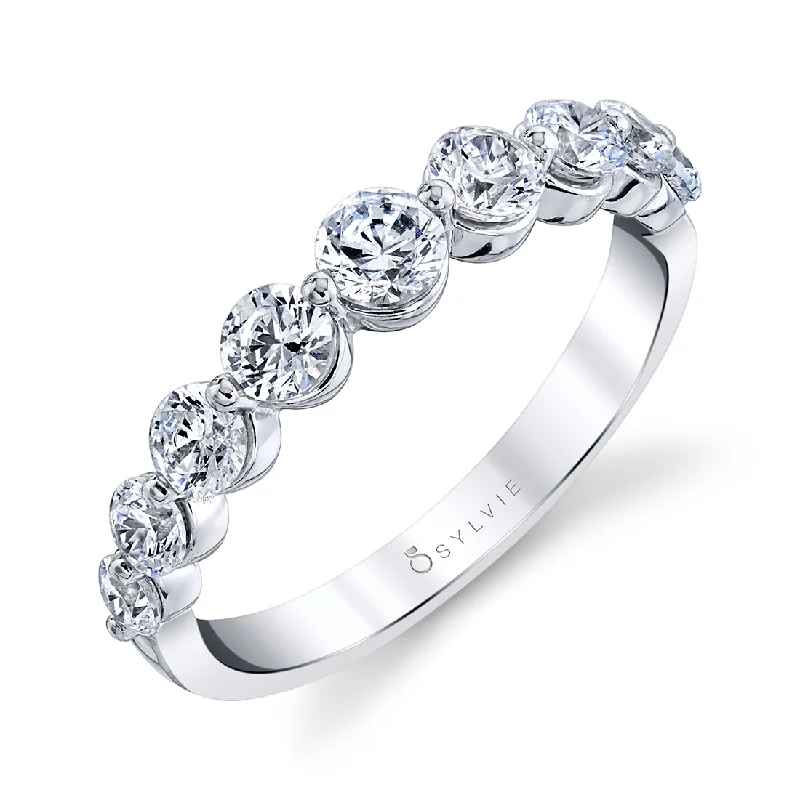 cushion engagement rings for women-Sylvie Stackable Wedding Band B1PG09-102