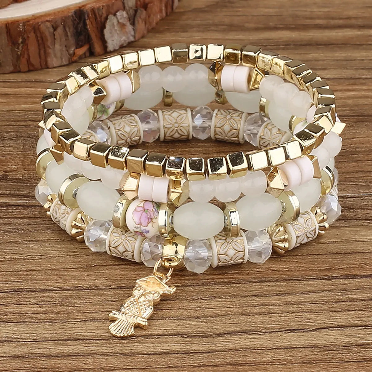 custom bracelets for women-Vintage Style Printing Color Block Arylic Alloy Glass Wholesale Bracelets