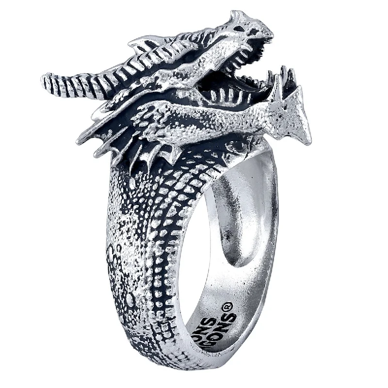 two-tone rings for women-Dungeons and Dragons X RockLove Red Dragon Ring