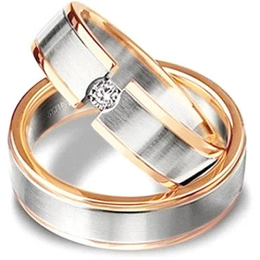 affordable engagement rings with diamonds for women-Two Tone Platinum & Gold Wedding Band