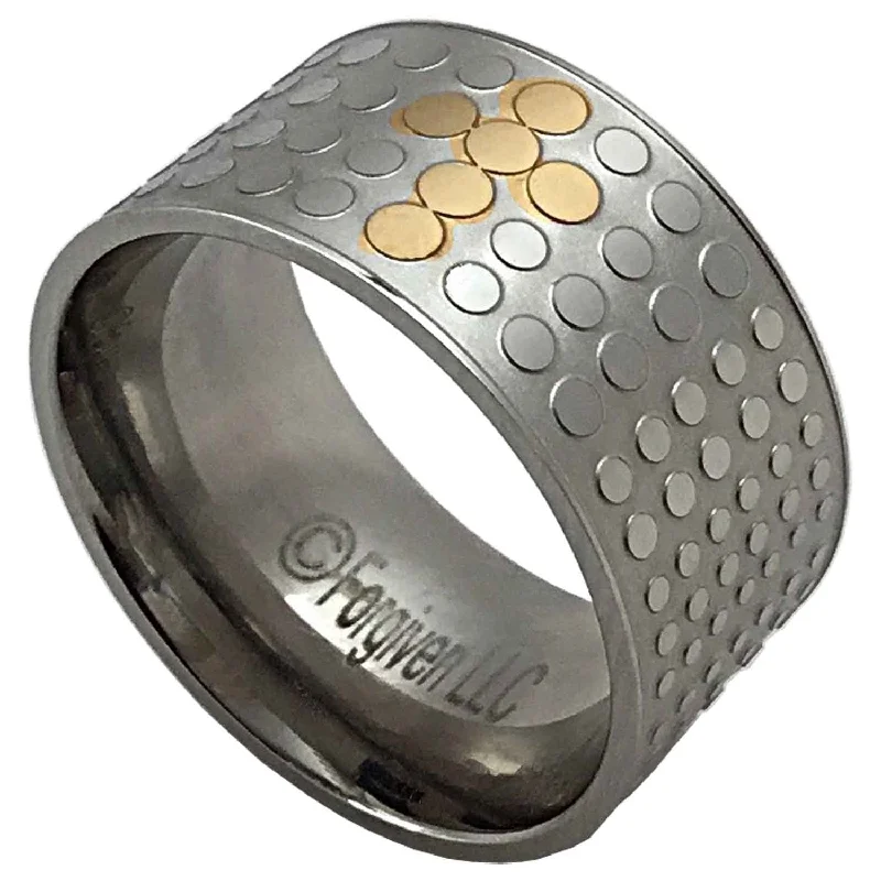 modern rings for women-Cross Dot Mens Wide Band Ring