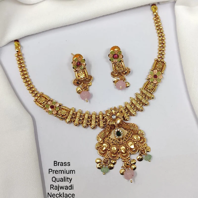 luxury necklaces for women-Manisha Jewellery Gold Plated Pota Stone Necklace Set