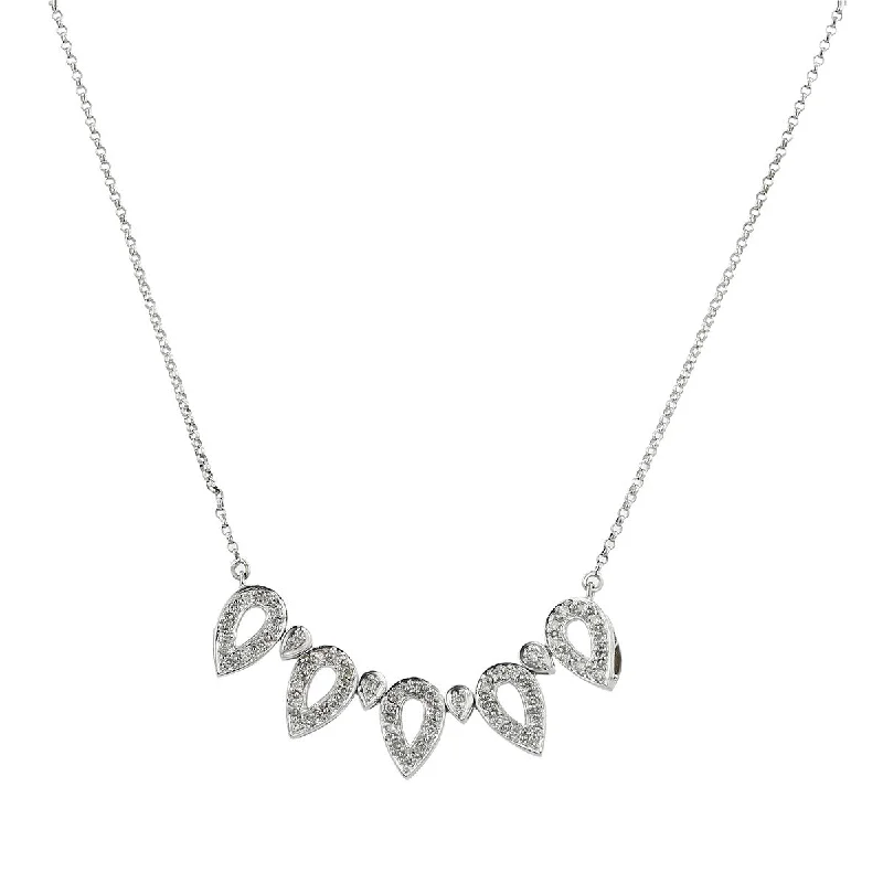 geometric pendant necklaces for women-14K White Gold Flower Diamond Pendant Necklace