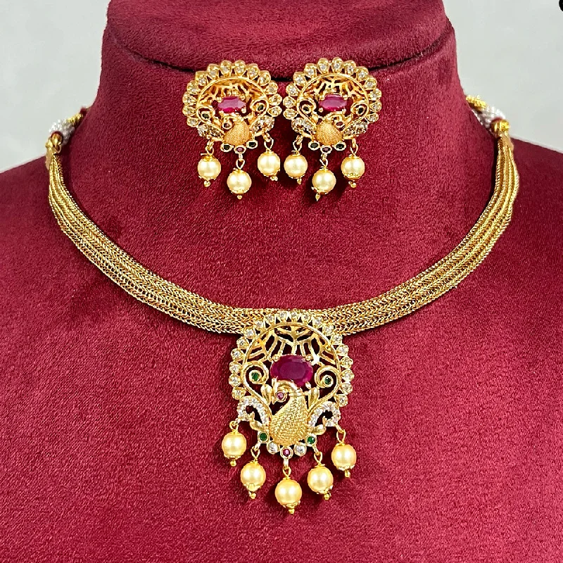 heart necklaces for women-Diksha Collection Gold Plated Necklace Set