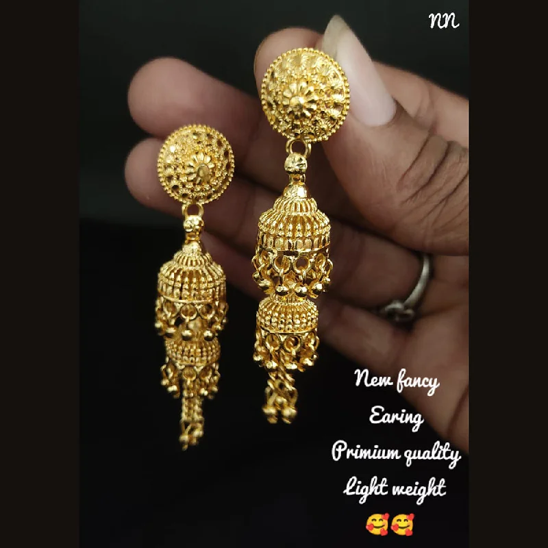 minimalist gold earrings for women-Lucentarts Jewellery Gold Plated Jhumki Earrings