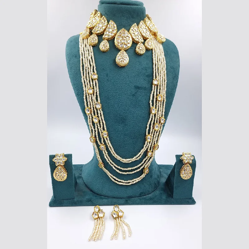 beach necklaces for women-JCM Gold Plated  Kundan Necklace Combo Set