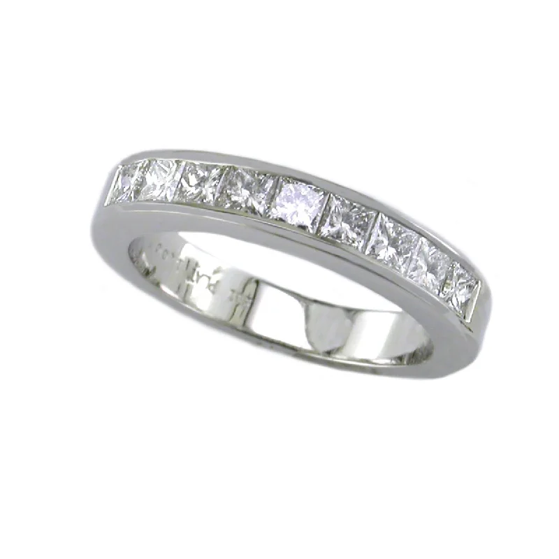 diamond band engagement rings for women-Platinum Princess-cut Diamond Wedding Band