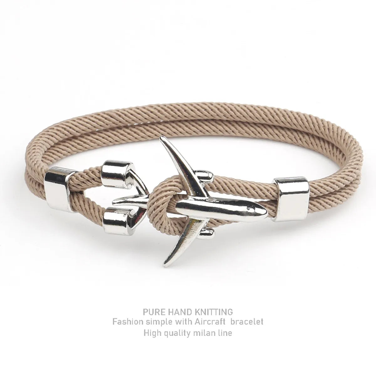 Silver Double Hole Khaki Rope