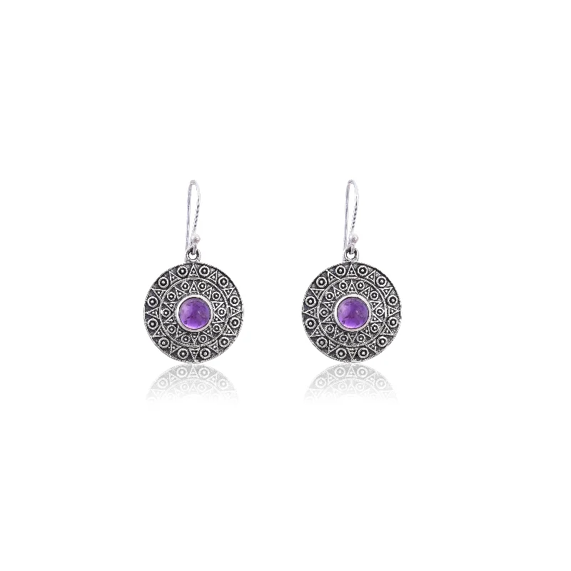 flower earrings for women-Silver Mountain 925 Silver Amethyst Earring