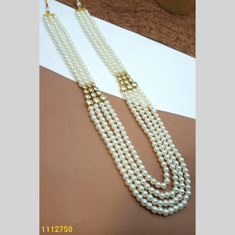 geometric gold necklaces for women-Padmawati Bangles Gold Plated Pearl Necklace