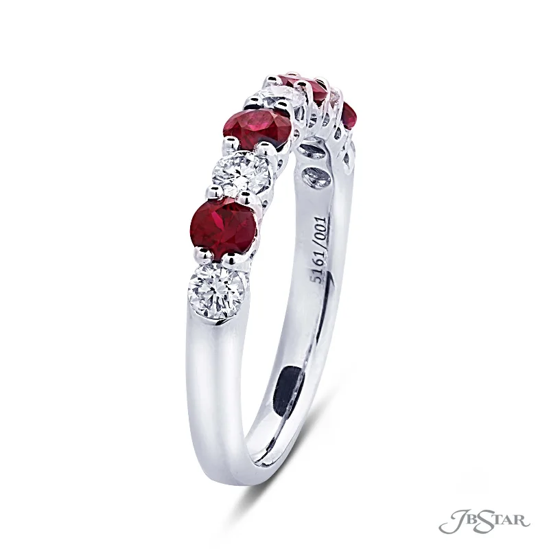 eternity band engagement rings for women-Platinum Ruby and Diamond 9 Stone Wedding Band