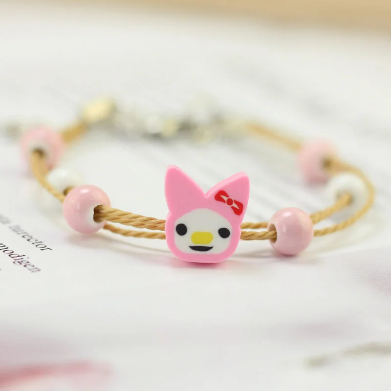 Ceramic Polymer Clay Carrying Strap Small Pink Rabbit (1Pcs)