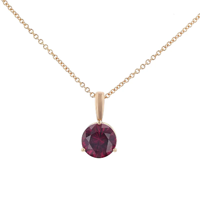 dainty gold necklaces for women-14K Rose Gold Umba Rhodolite Pendant Necklace