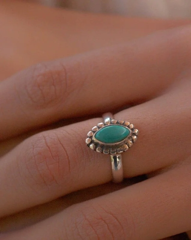 stacking rings for women-Maui Ring ~ Turquoise ~ Sterling Silver 925 ~MR135