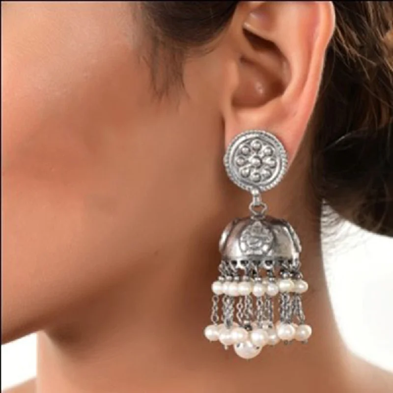 art deco earrings for women-Silver Mountain 925 Sterling Silver Jhumki Earrings