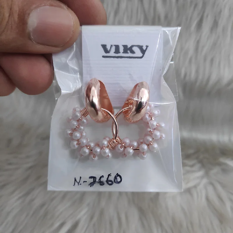 geometric earrings for women-Viky Rose Gold Plated Dangler Earrings