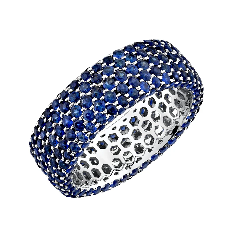 adjustable gold rings for women-Sapphire Pavé Band