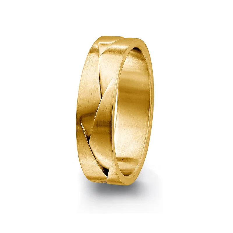 intricate design engagement rings for women-Yellow Gold Origami Wedding Band