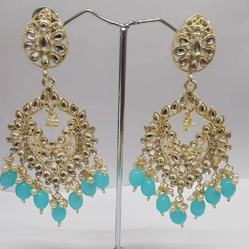 trendy earrings for women-Shreeji Kundan Stone Gold Plated Dangler Earrings - ShreejiEar24